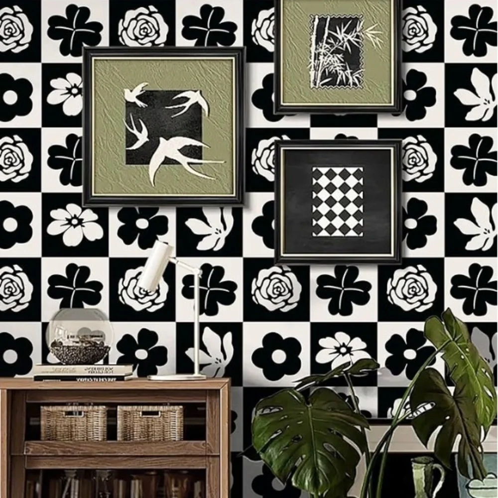 Black and White Floral Peel and Stick Wallpaper